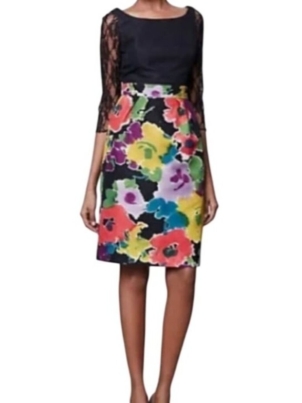 Anthropologie Mirror of Venus Dress Women's 14 Silk Floral Print Pockets